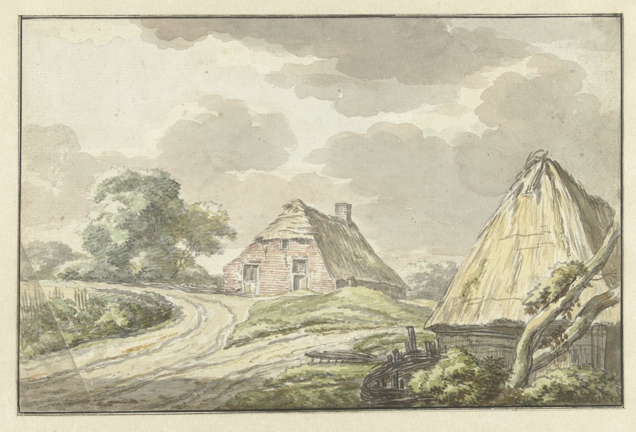 Boerenhuis aan de splitsing van een landweg door Jan Bulthuis