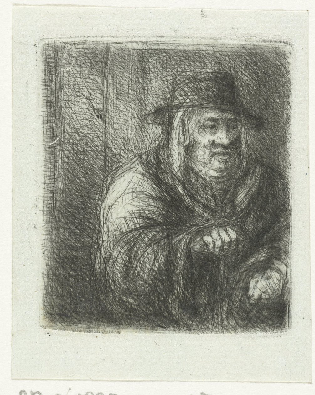 Oude man met mantel en hoed door Jan Chalon