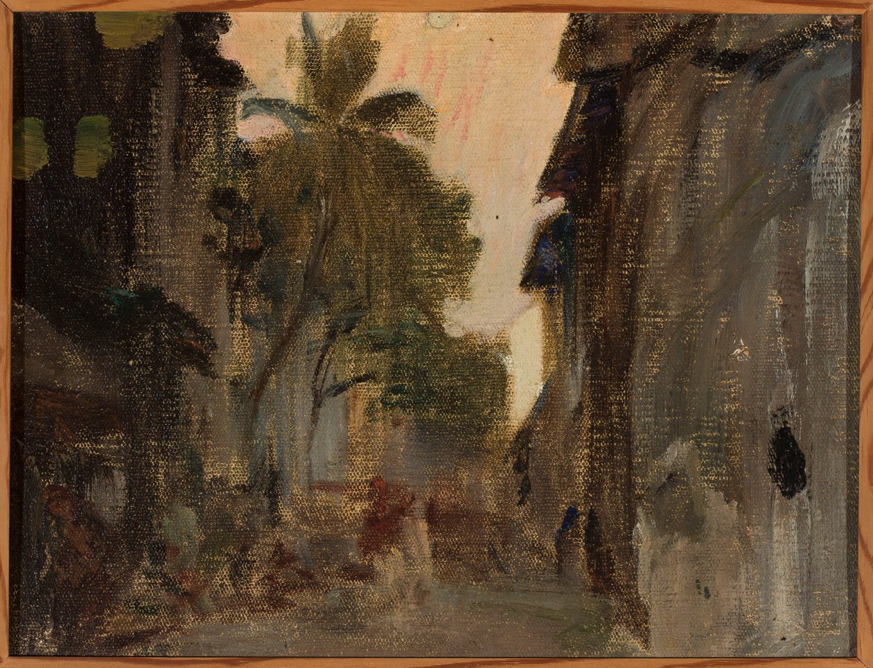 Bombay - straat, bamboepalmen. Van een reis naar India door Jan Ciągliński