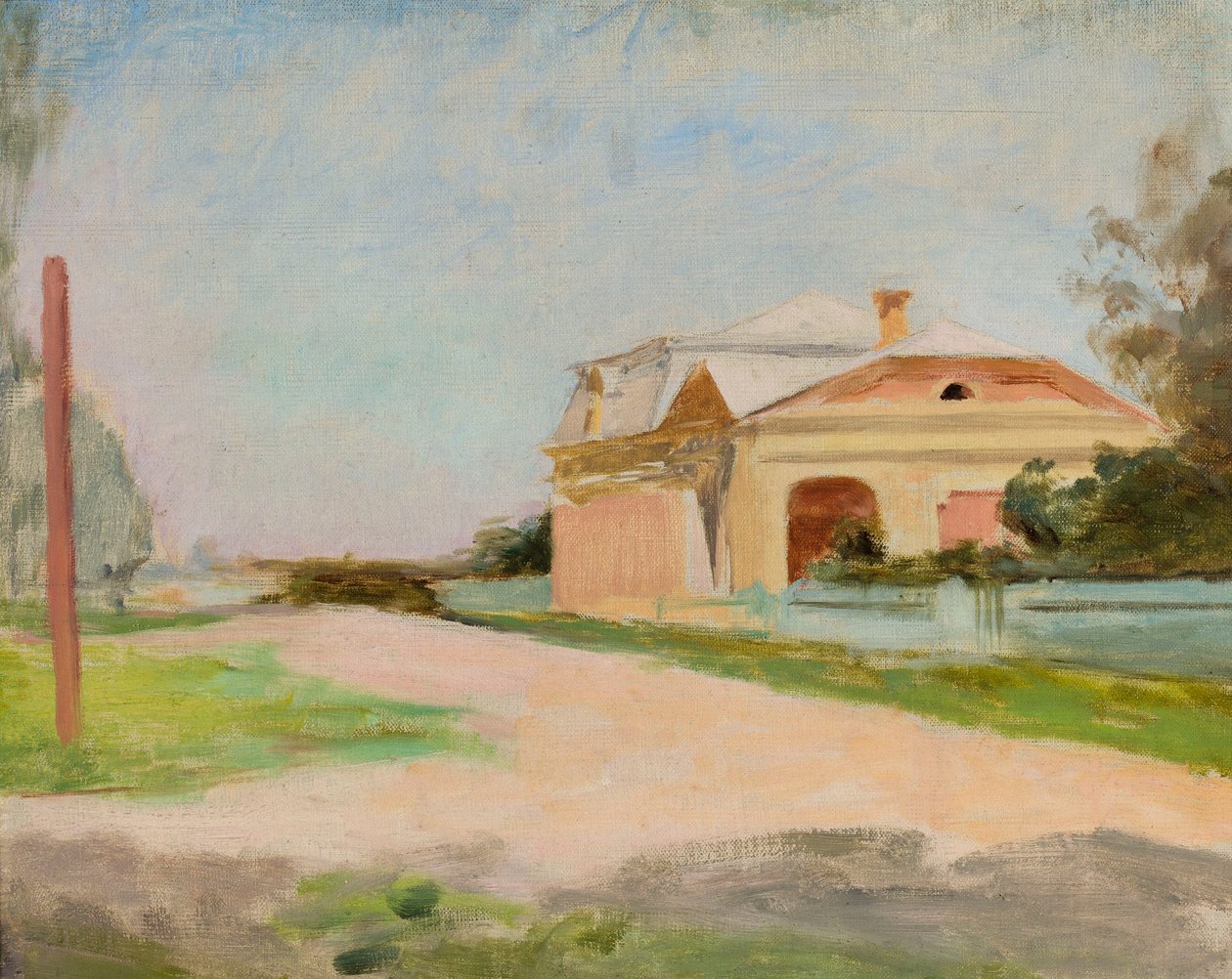 De gevel van het landhuis in Tałaszkino door Jan Ciągliński