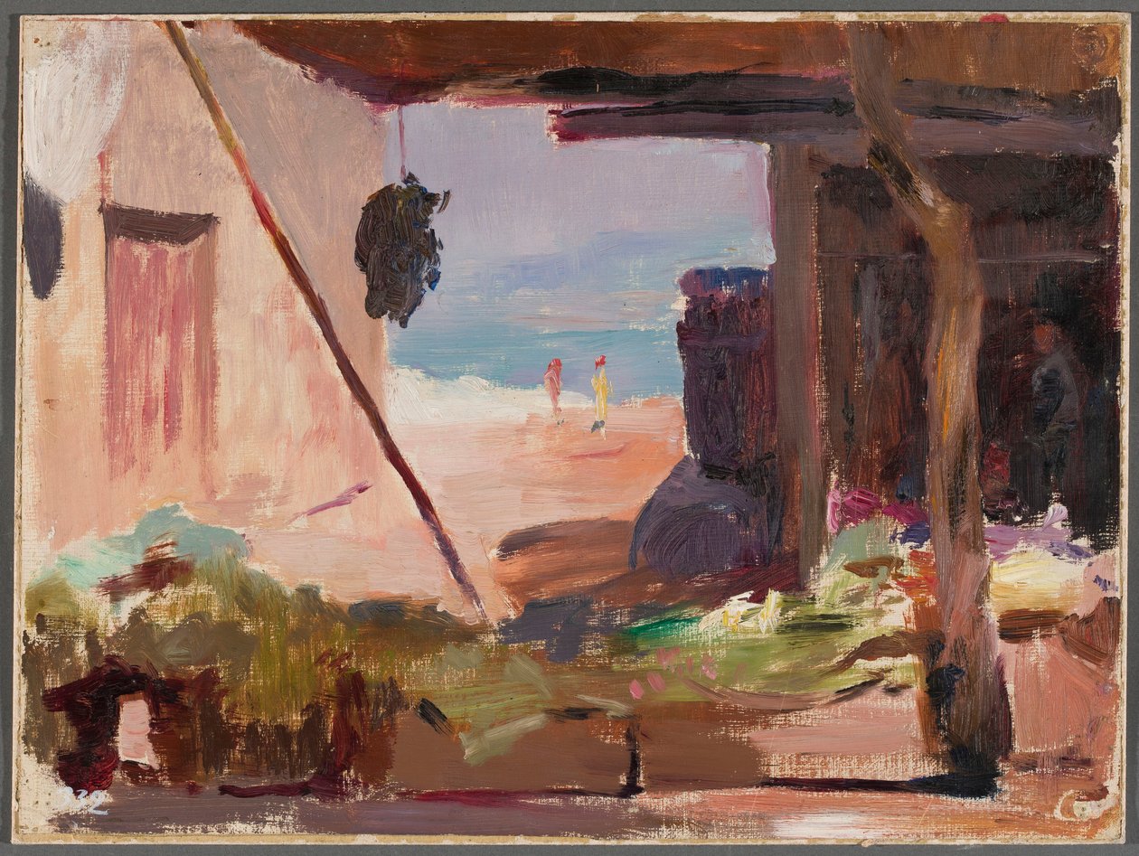 Fragment van gebouwen aan zee. Van een reis naar Constantinopel door Jan Ciągliński