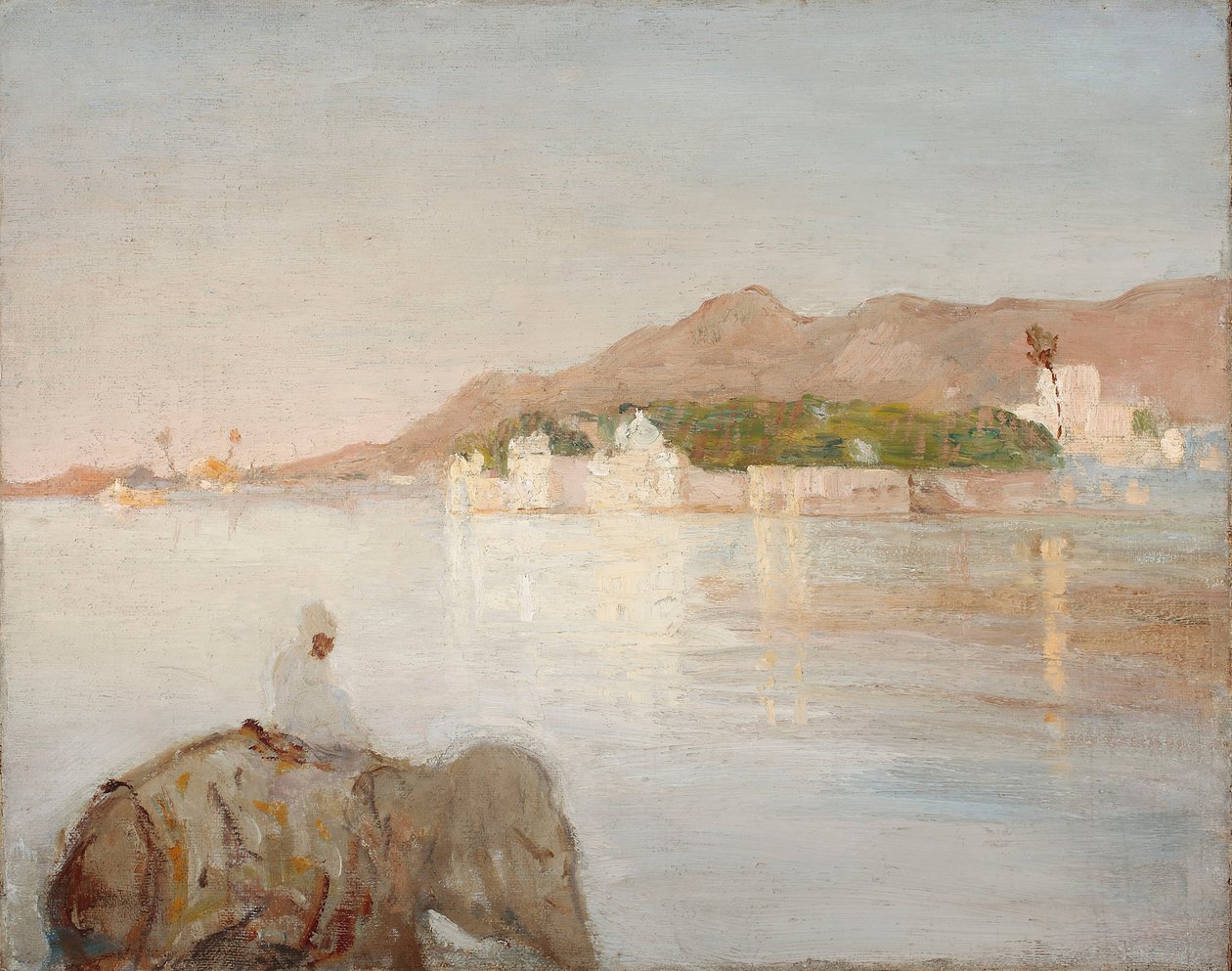 Het paleis van de maharadja’s aan het meer van Udaipur. Uit een reis naar India door Jan Ciągliński