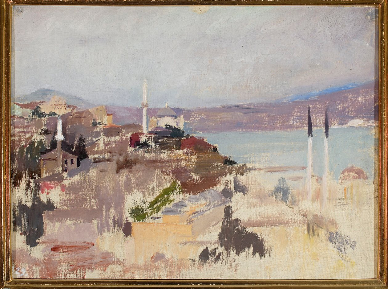 Gezicht op de Bosporus. Van een reis naar Constantinopel door Jan Ciągliński