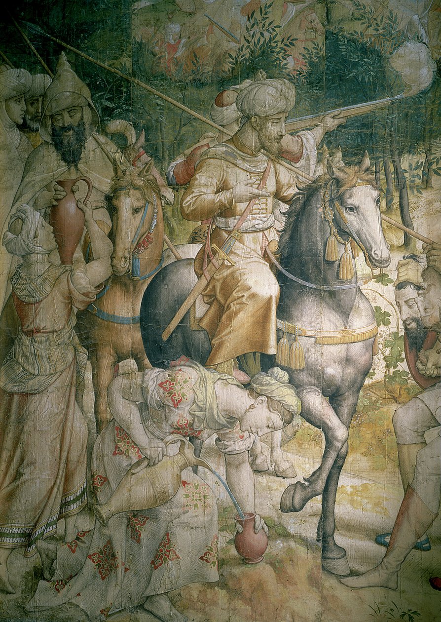 Campagne van Keizer Karel V tegen de Turken in Tunis in 1535: de nederlaag van de Turken bij de slag om Goletta (detail) door Jan Cornelisz Vermeyen