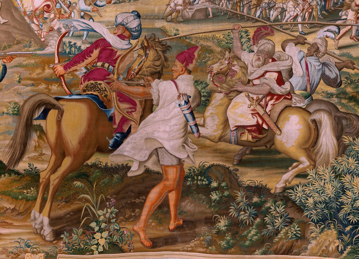 De aanval op La Goleta (Ataque a la Goleta). Vierde wandtapijt in de serie. 1543-1548. door Jan Cornelisz Vermeyen