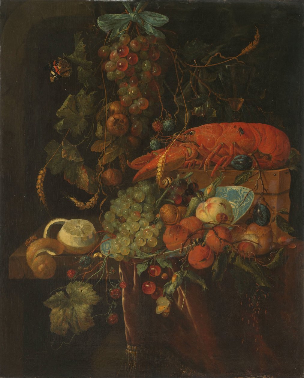 Stilleven met fruit en een kreeft door Jan Davidsz. de Heem (copy after)