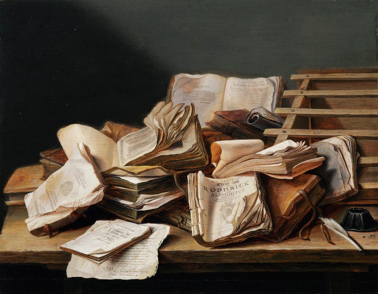 Stilleven met boeken door Jan Davidsz de Heem