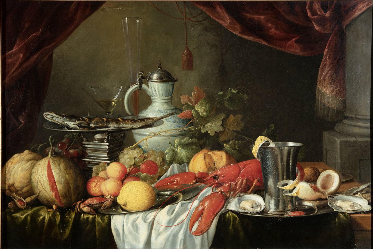 Stilleven met een kreeft en een zilveren beker door Jan Davidsz. de Heem