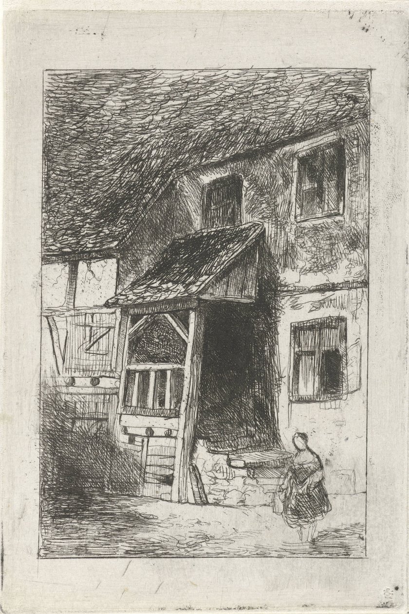 Gevel van een huis met een overdekte opgang door Jan Diederikus Kruseman