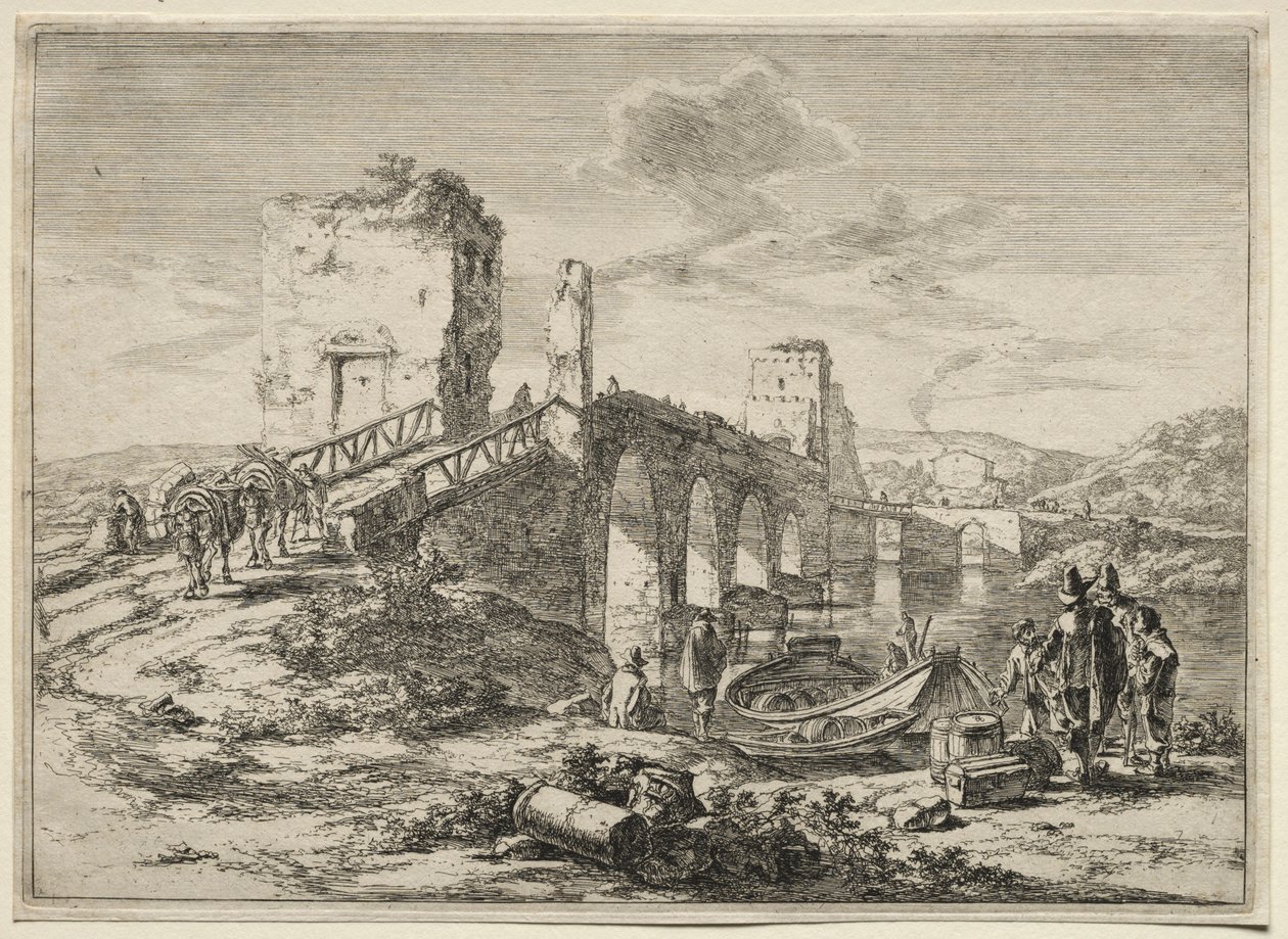 De Molle Brug over de Tiber door Jan Dirksz Both