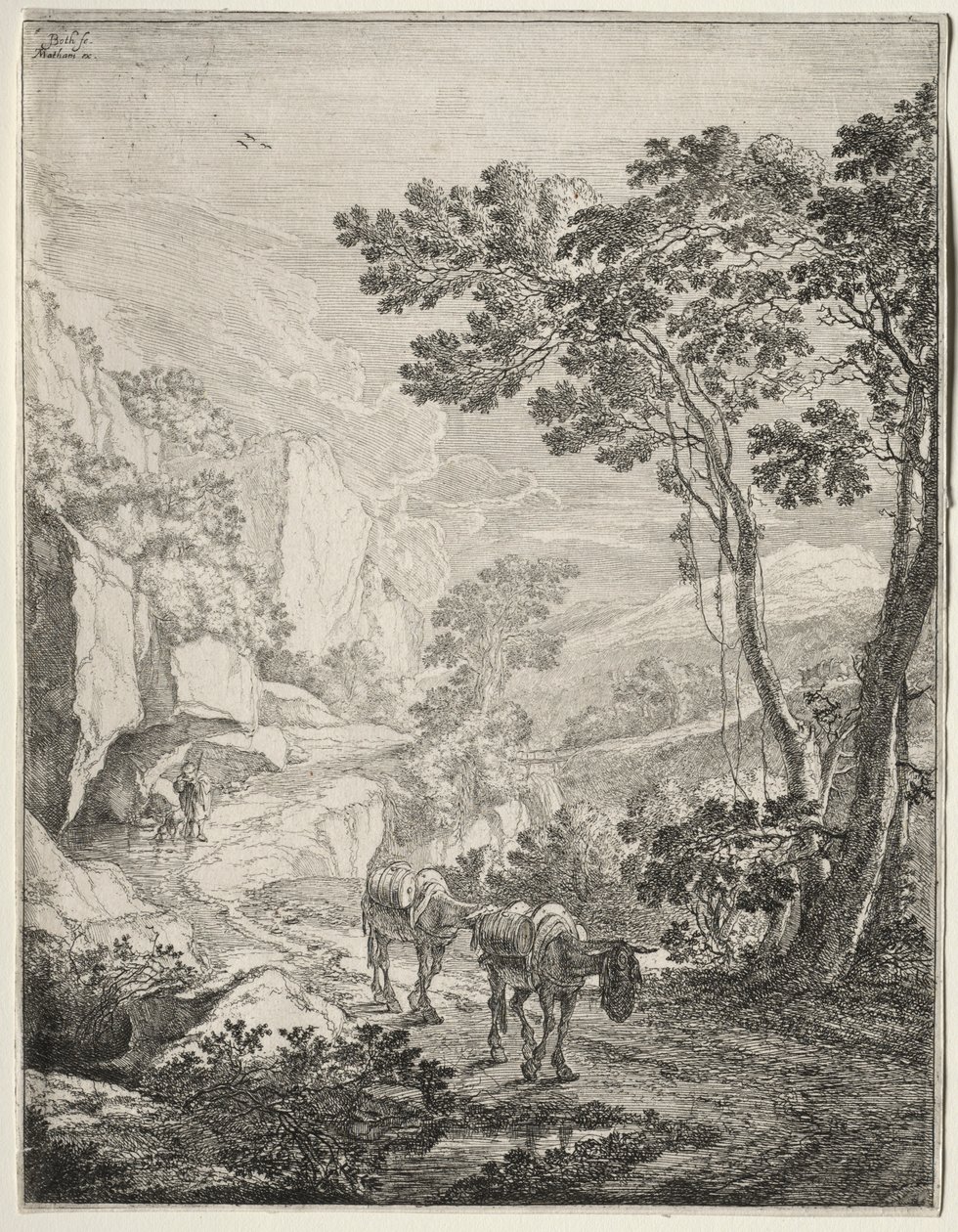 De Twee Muilezels. Rocca Aquatico nabij Ancona door Jan Dirksz Both