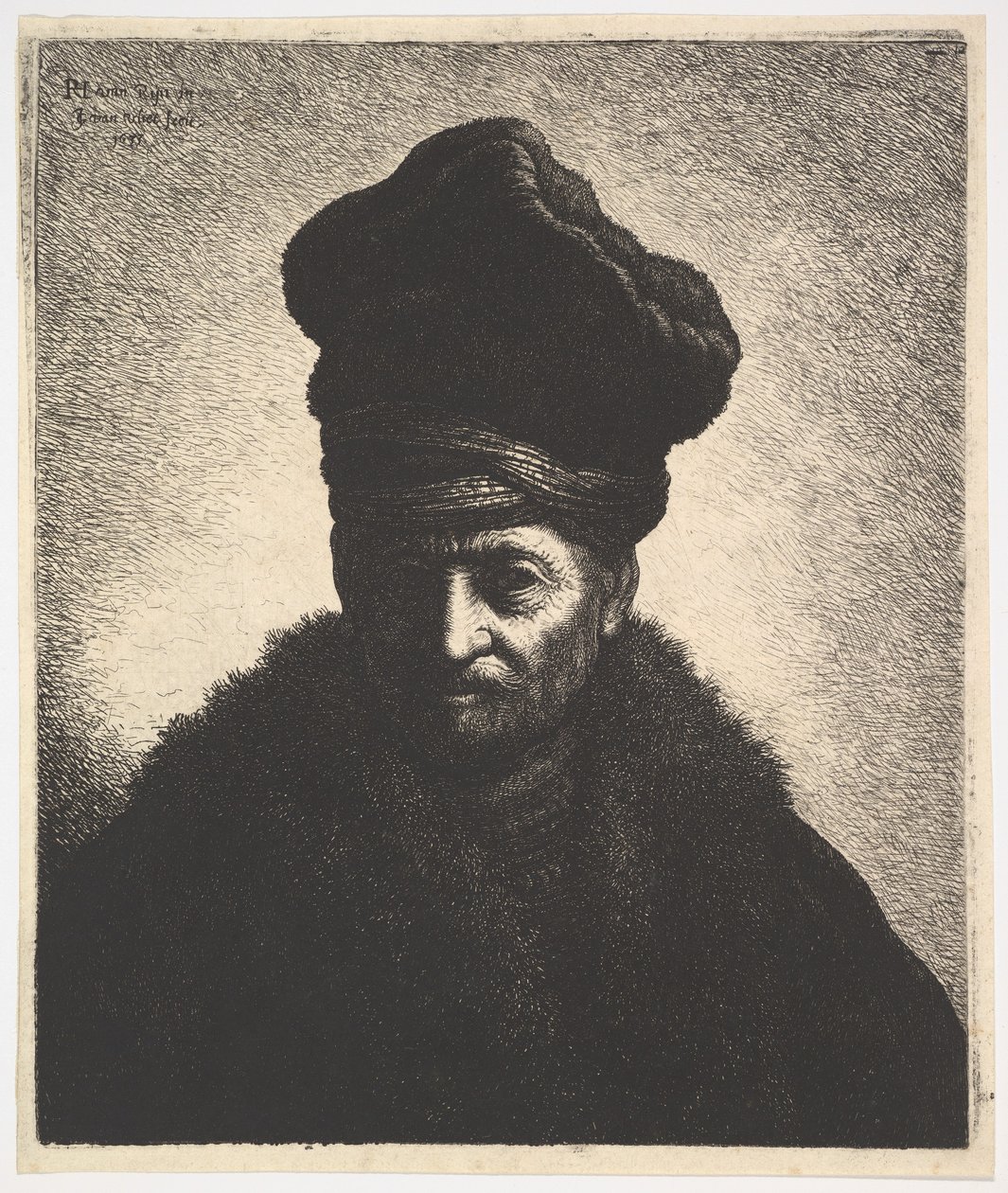 Portret van een man, naar Rembrandt, 1633 door Jan Georg van Vliet