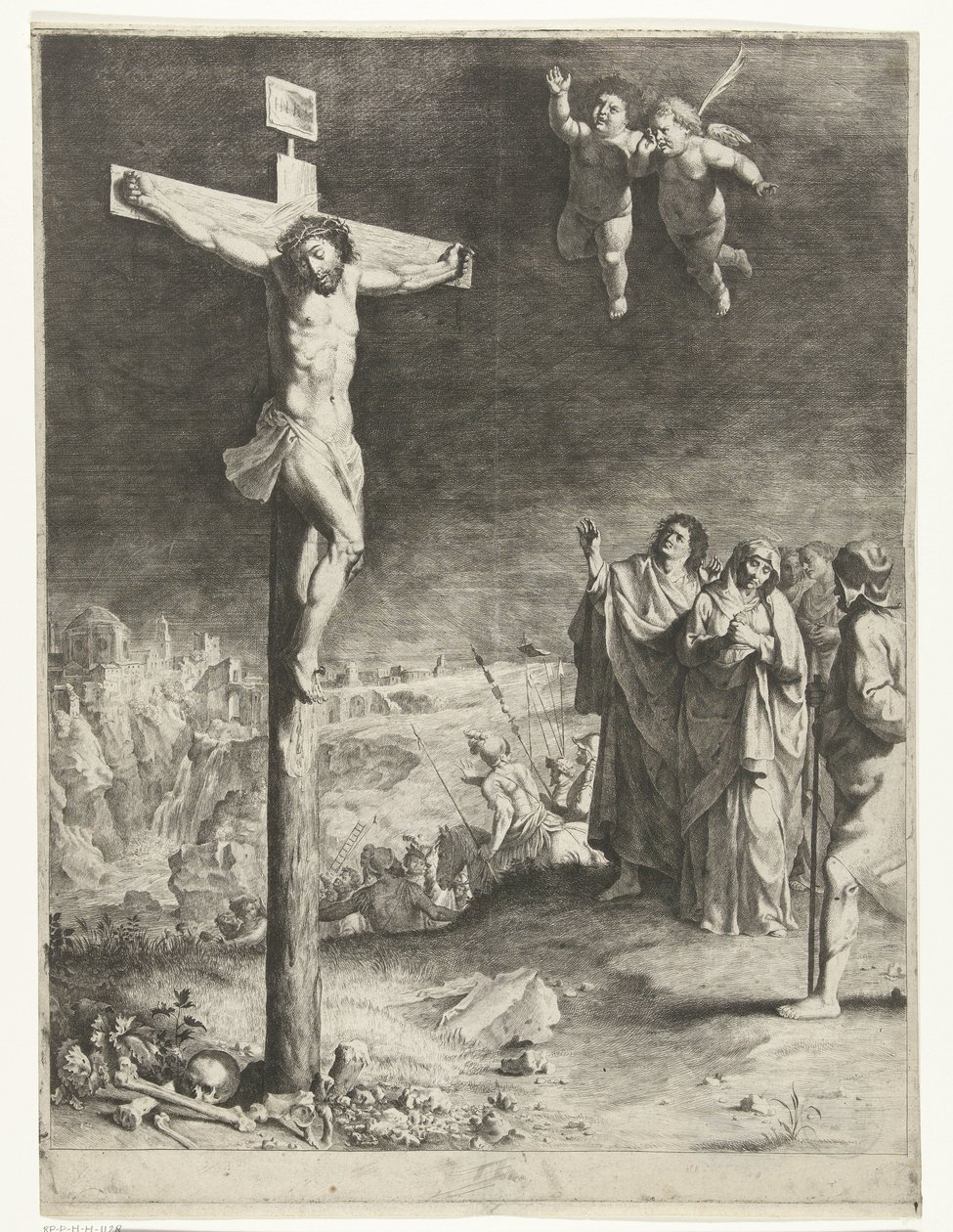 Christus aan het kruis met treurende Maria en Johannes door Jan Gerritsz. van Bronckhorst