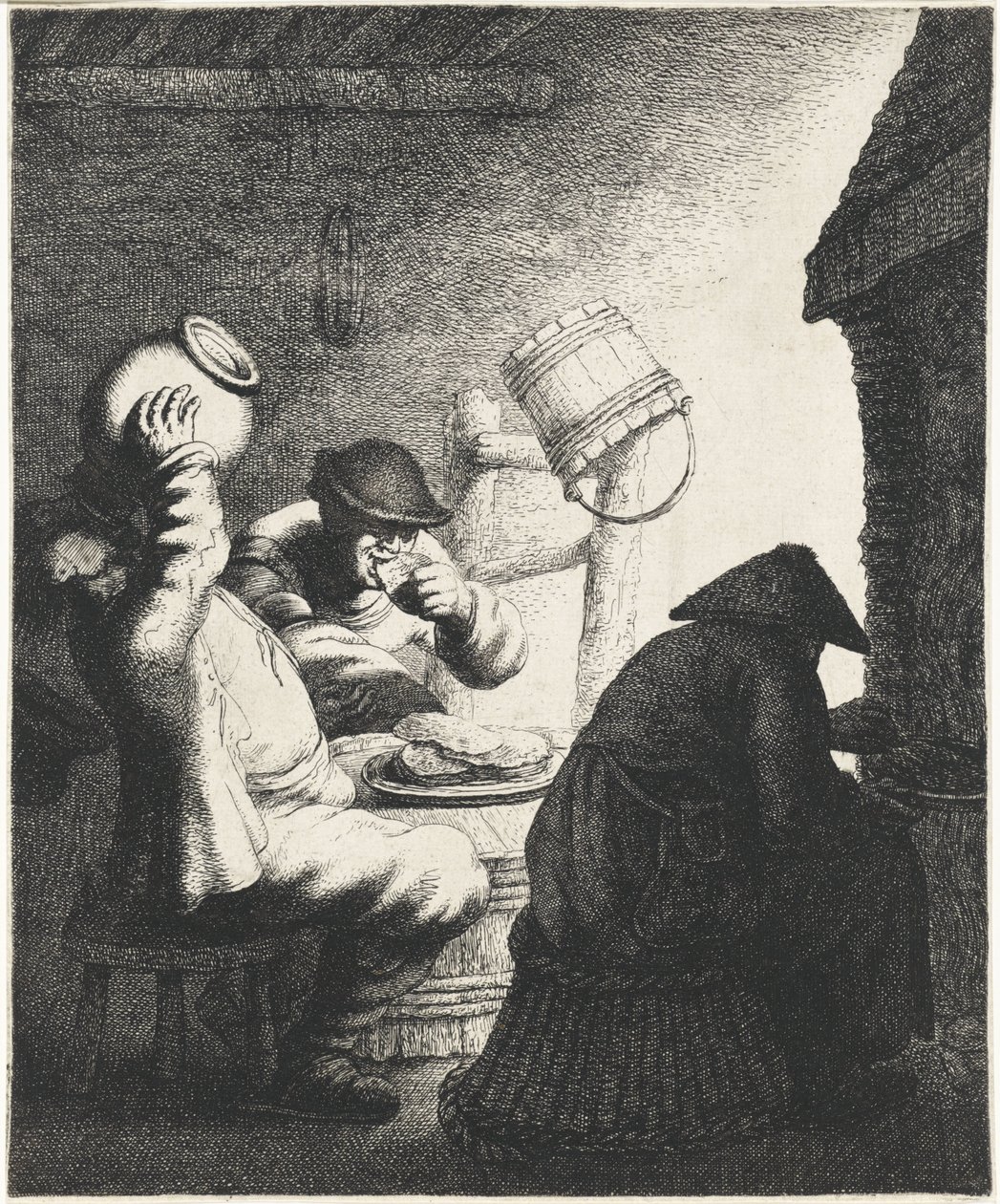 Figuren eten pannenkoeken in een interieur door Jan Gillisz. van Vliet