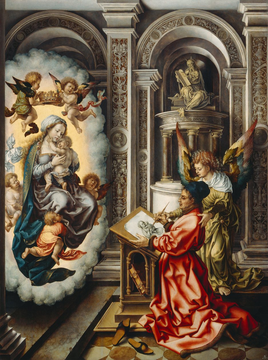 Duits: Hl. Lukas malt die Madonna Sint Lucas schildert de Maagd door Jan Gossaert