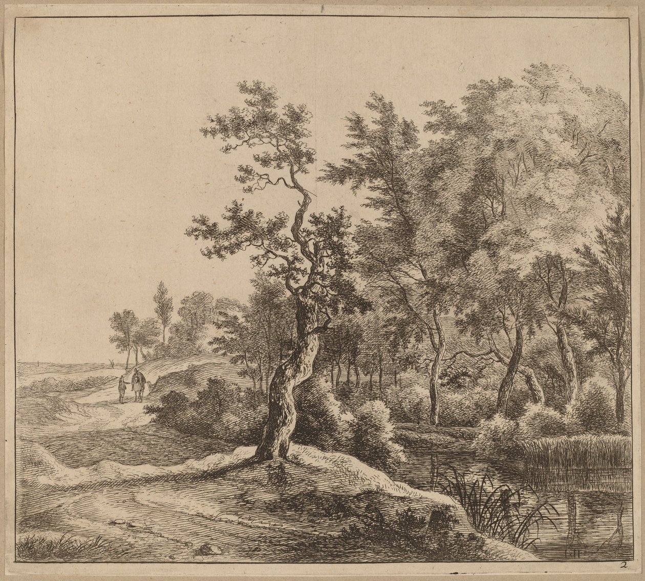 Landschap met een kronkelende weg door Jan Hackaert