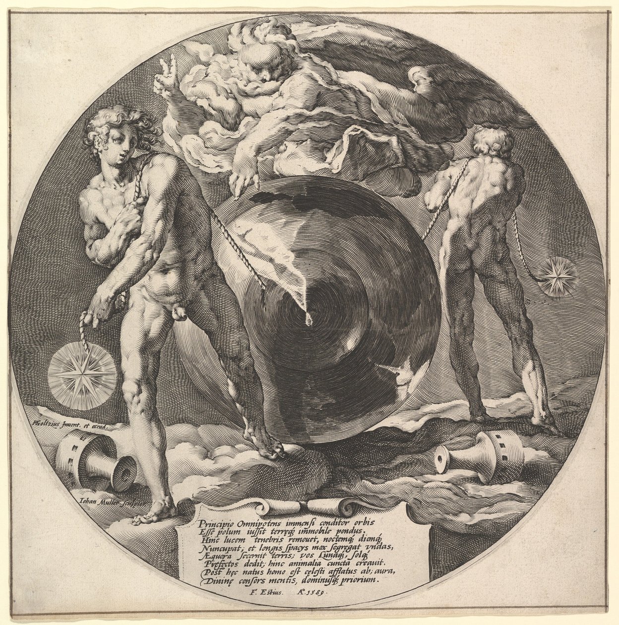 God die hemel en aarde schept, uit De Schepping van de Wereld door Jan Harmensz Muller