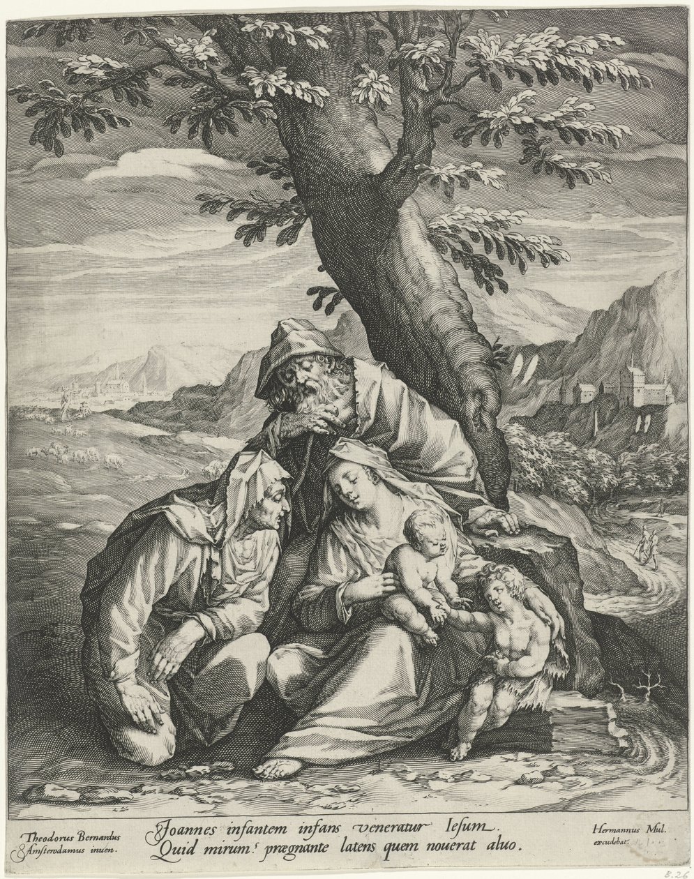 Heilige Familie met Elisabet en Johannes de Doper door Jan Harmensz. Muller