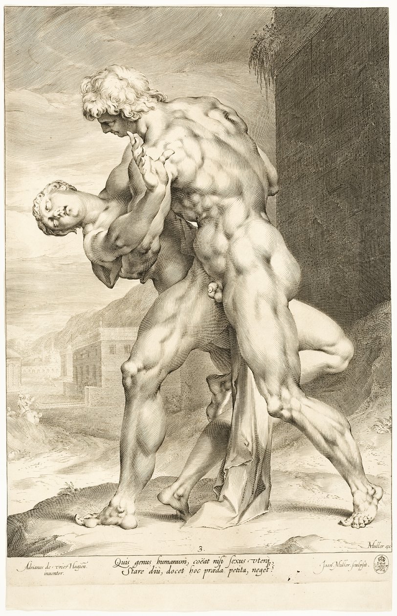 De Verkrachting van een Sabijnse Vrouw, Lateraal Zicht door Jan Harmensz. Muller