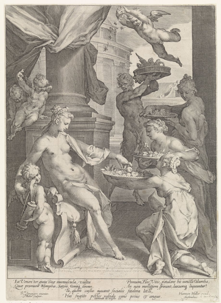 Venus geëerd door nimfen en een faun door Jan Harmensz. Muller