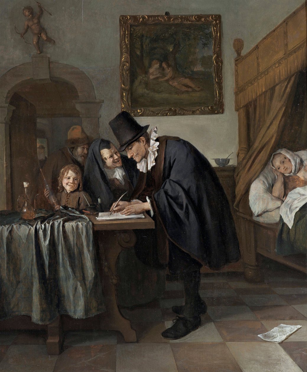 Doktersbezoek, ca. 1665 (olieverf op hout) door Jan Havicksz. Steen