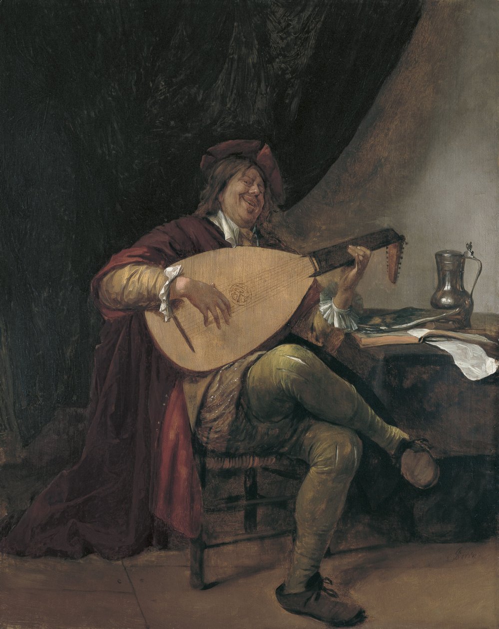 Zelfportret met de Luit, ca. 1665 door Jan Havickszoon Steen