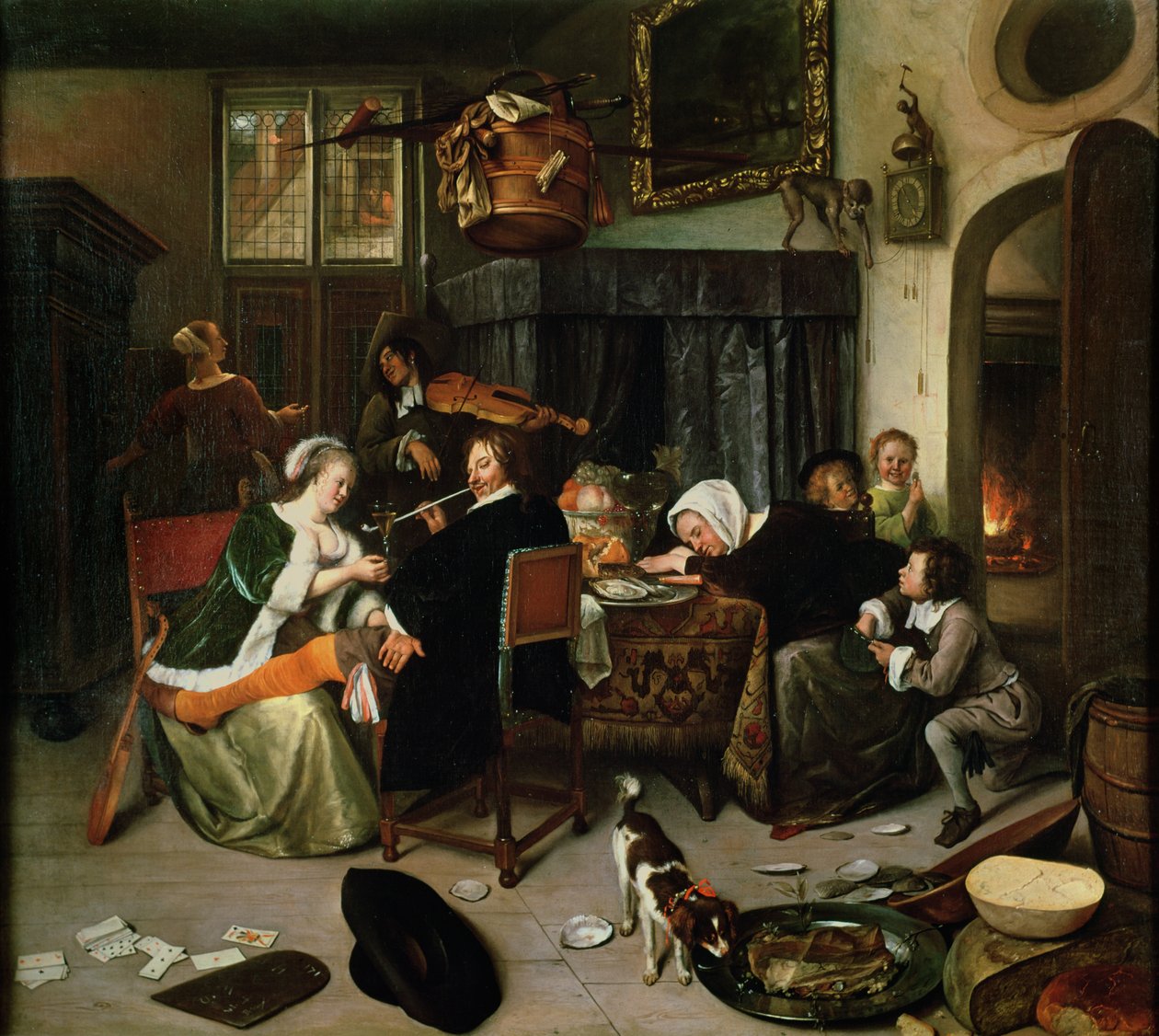 Het losbandige huishouden, 1668 door Jan Havickszoon Steen
