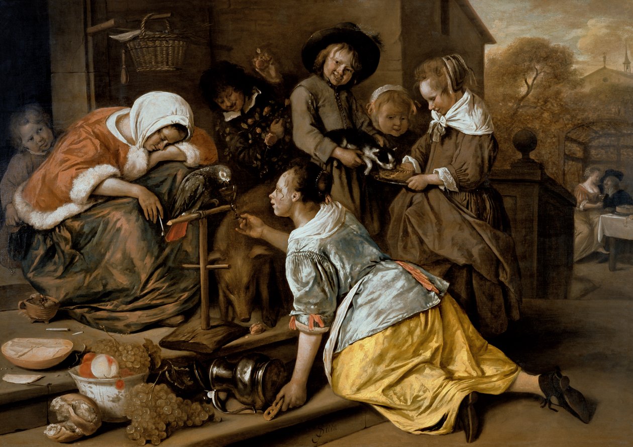 De effecten van onmatigheid, ca. 1663-65 door Jan Havickszoon Steen