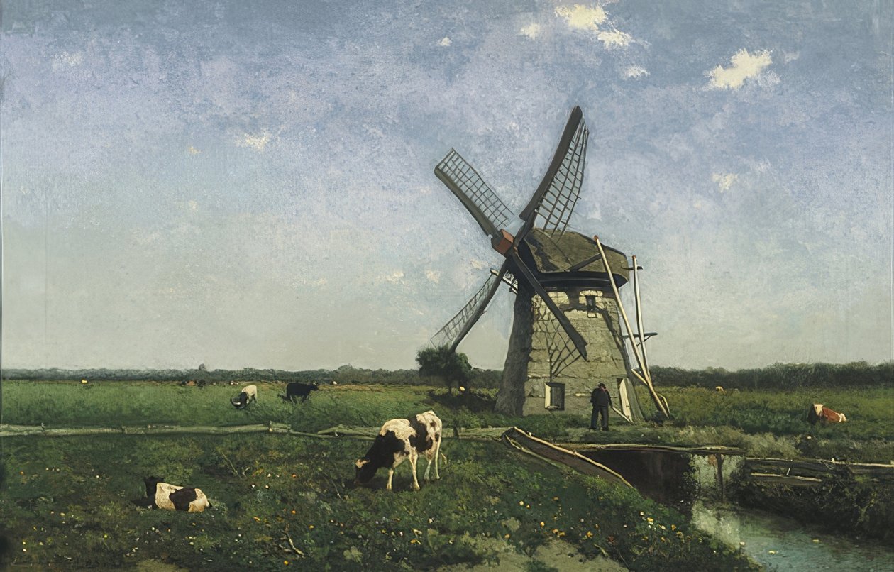 Landschap met molen bij Schiedam door Jan Hendrik Weissenbruch