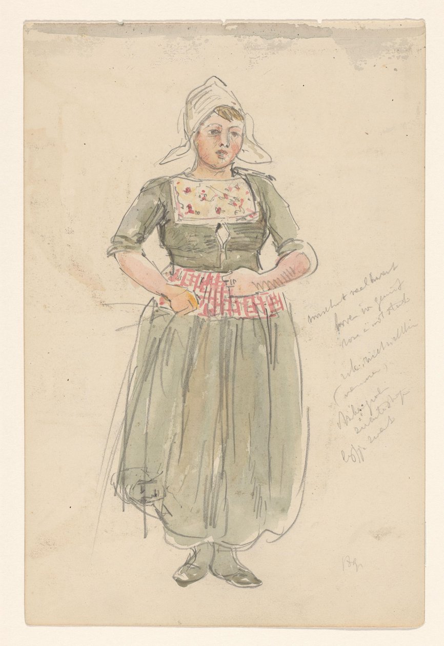 Staand meisje in klederdracht door Jan Hoynck van Papendrecht