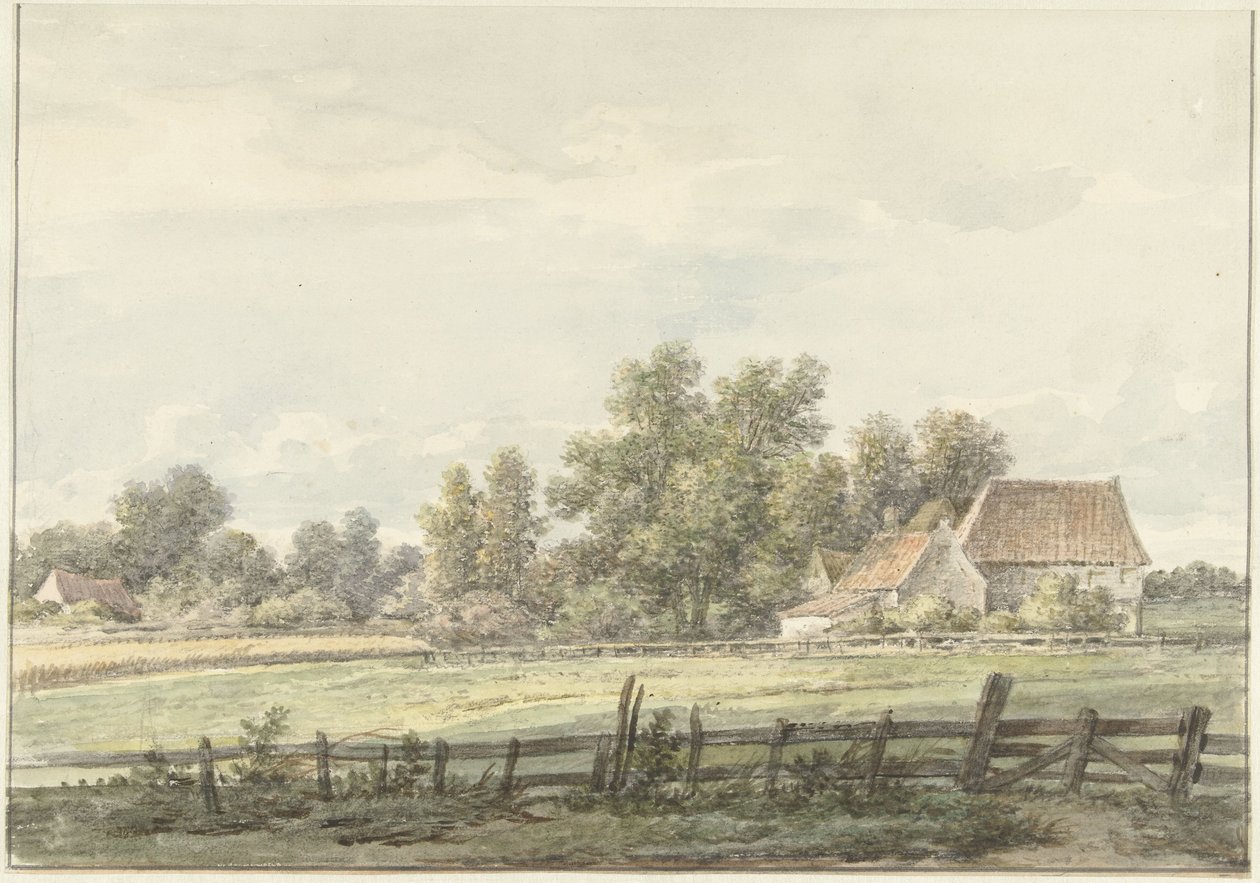 Landschap met boerderij door Jan Hulswit
