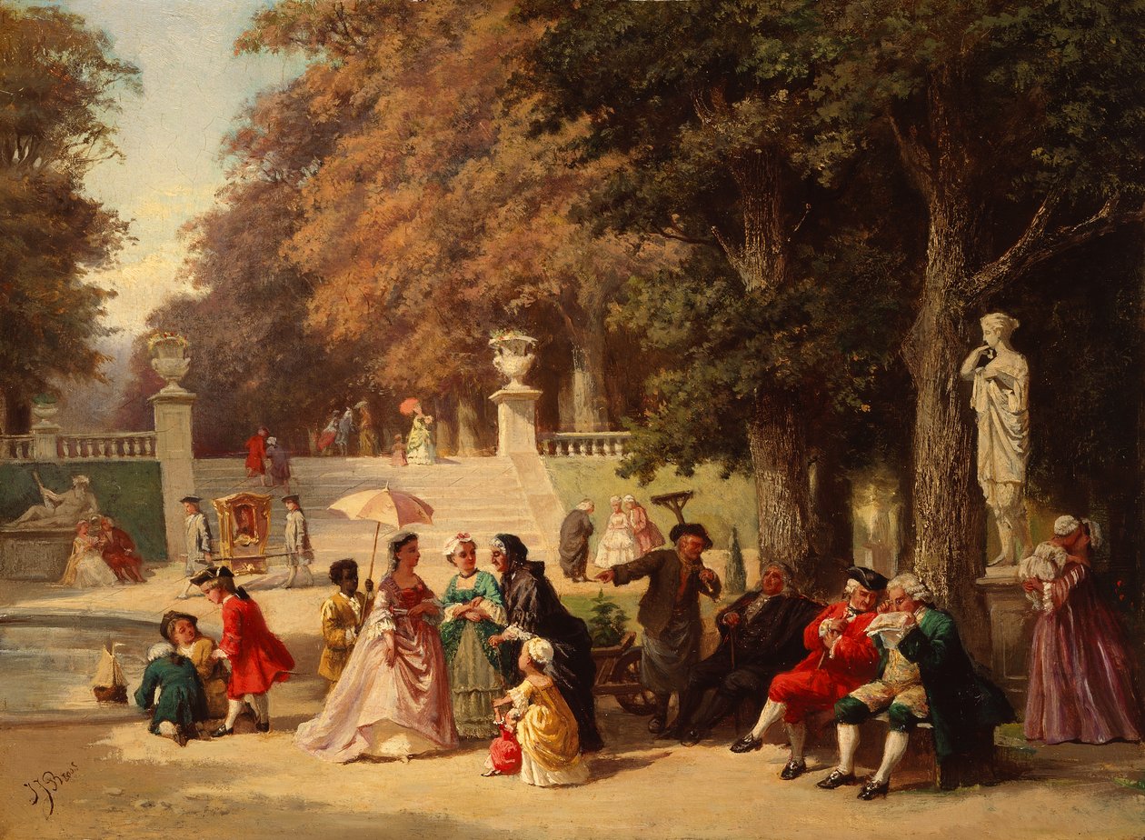 Het tuinfeest (olieverf op paneel) door Jan Jacob Zuidema Broos