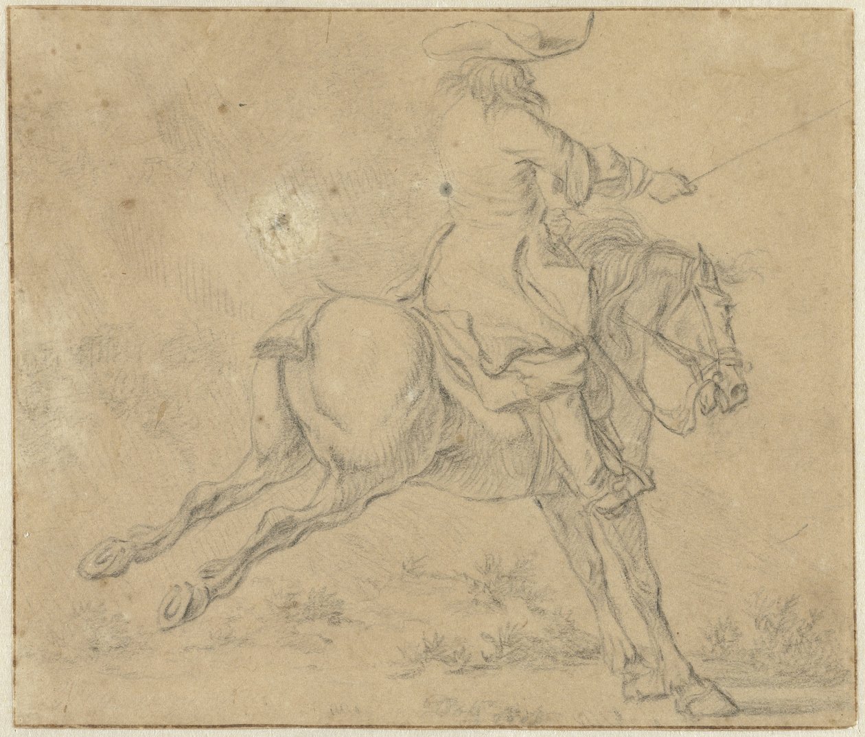 Ruiter op een achteruitslaand paard door Jan Jacobsz van der Stoffe