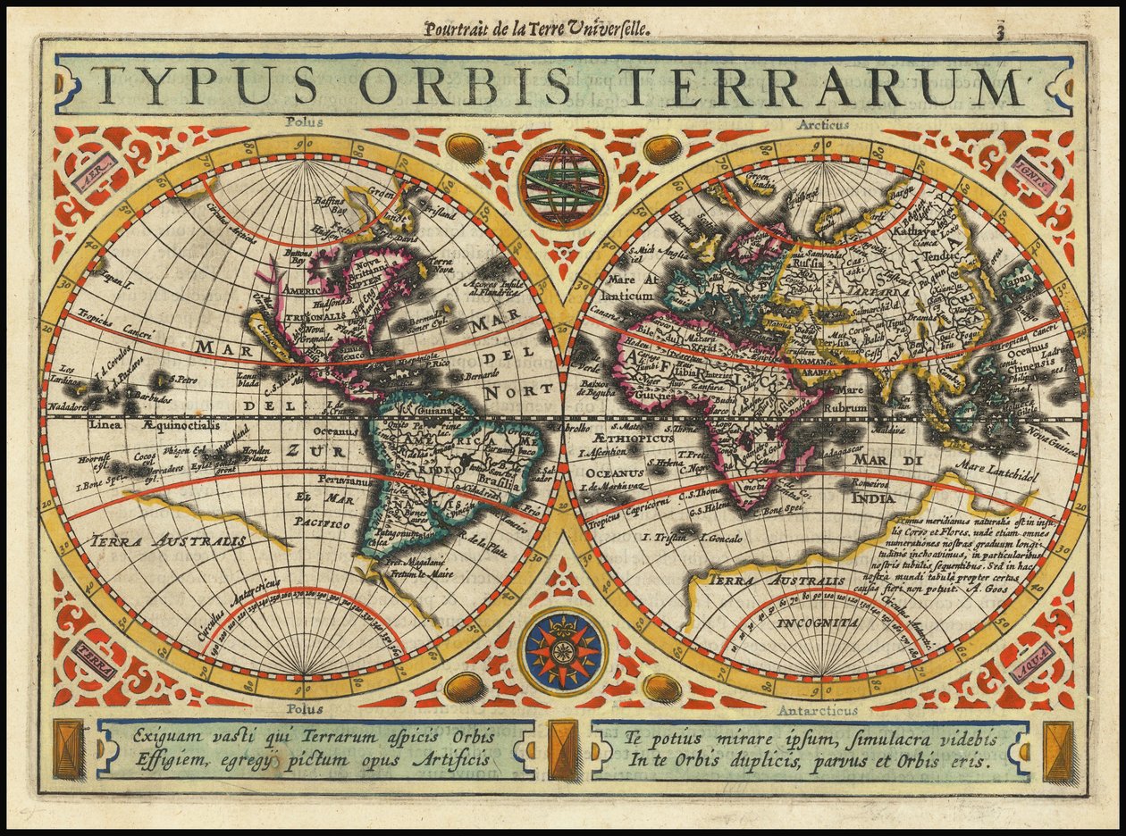1631 kaart - Typus Orbis Terrarum door Jan Janssonius
