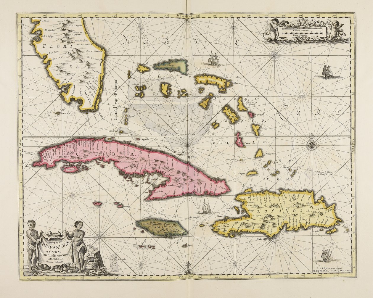 Insularum Hispaniolae et Cubae cum insulis circum jacentibus accurata delineatio door Jan Janssonius