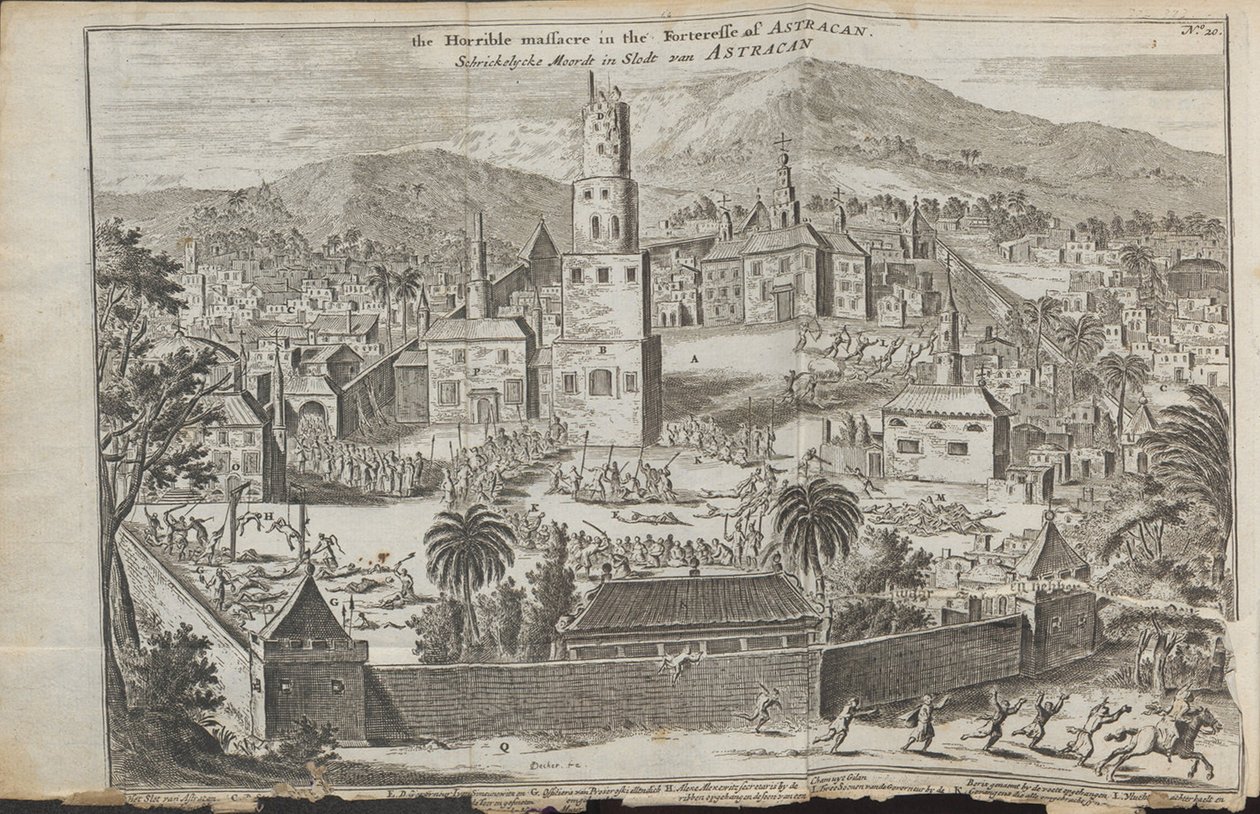 De opstanden van Stepan Razin in Astrakhan Uit: Drie aanmerkelyke reizen, 1675 door Jan Jansz. Struys