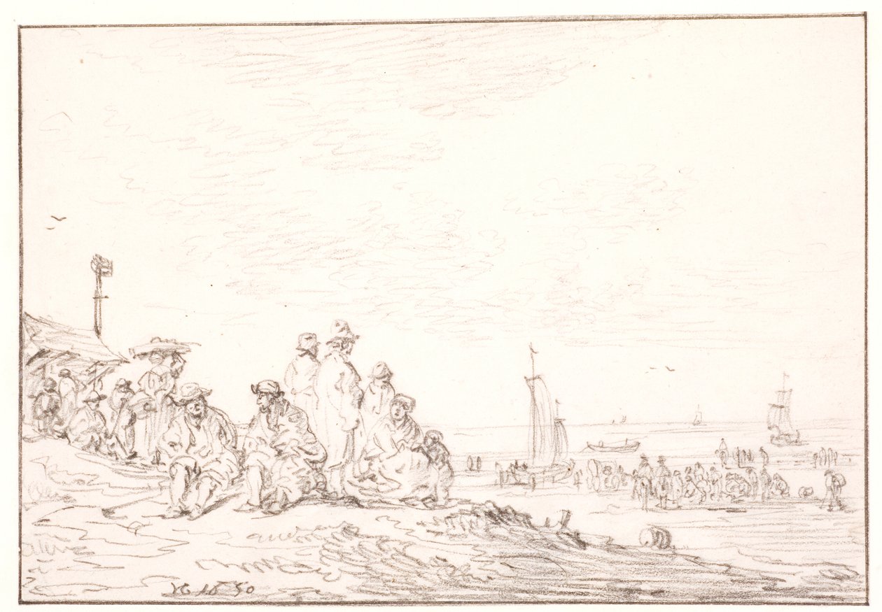 Strand met veel mensen door Jan Josefsz van Goyen