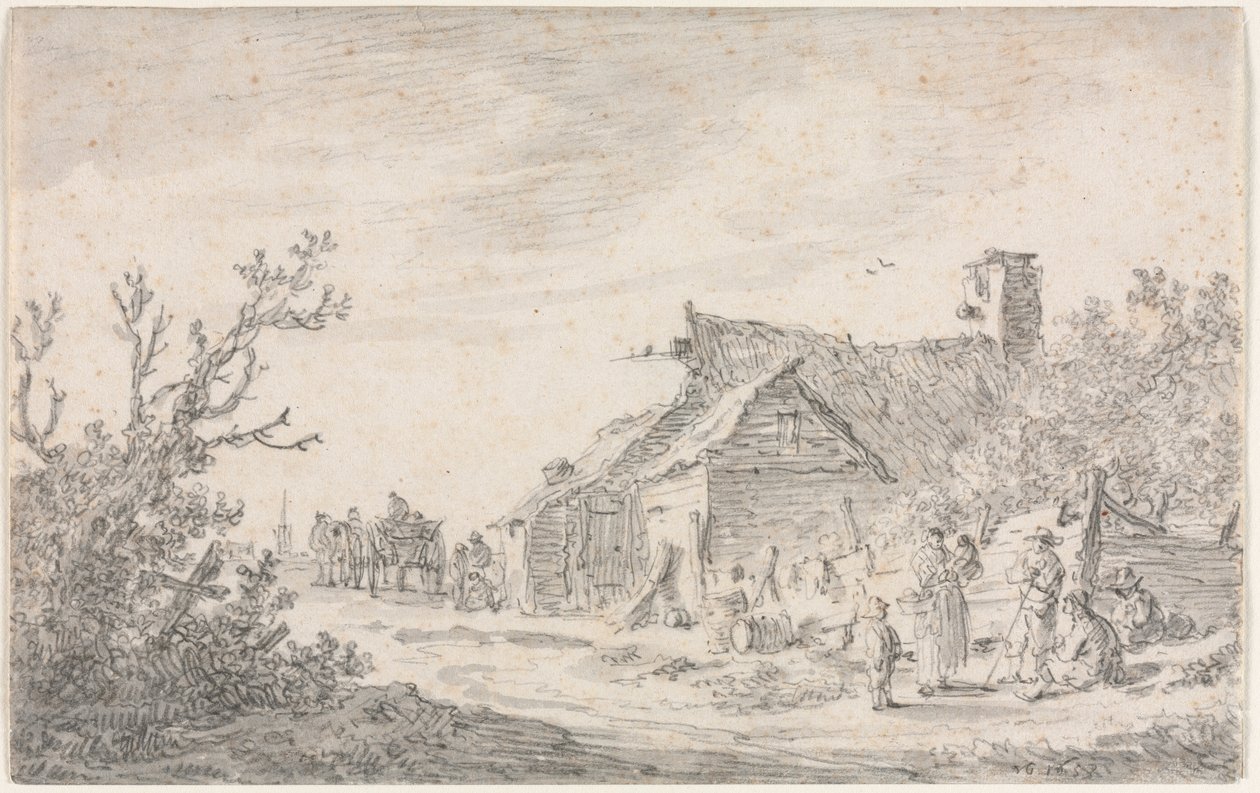 Landschap met een Huisje en Figuren, 1653 door Jan Josephsz van Goyen