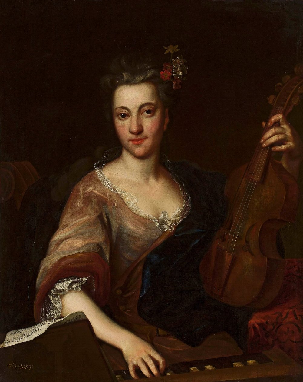 Portret van een vrouw met een viola d