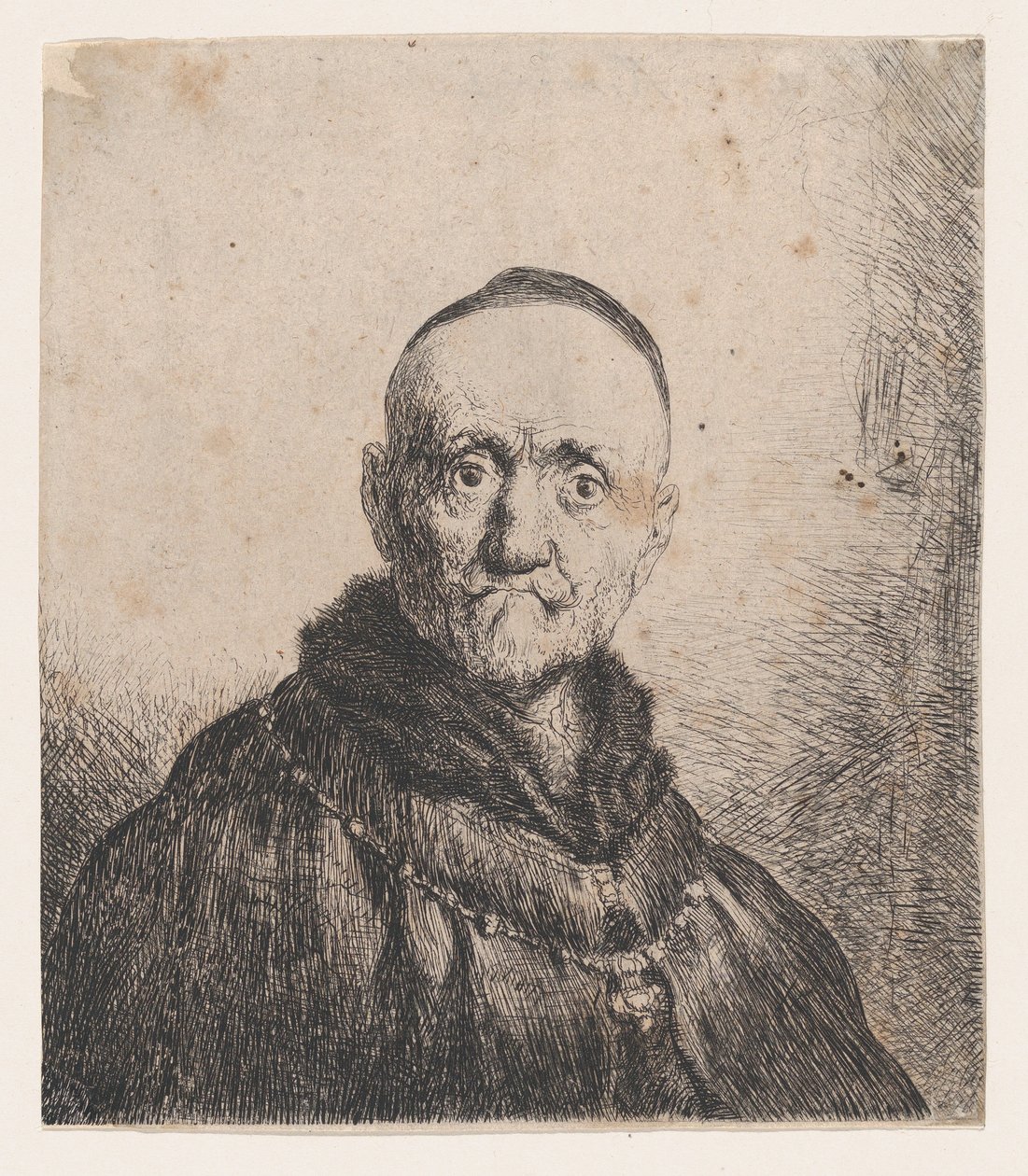 Buste van een oude man, frontaal, 17e eeuw door Jan Lievens
