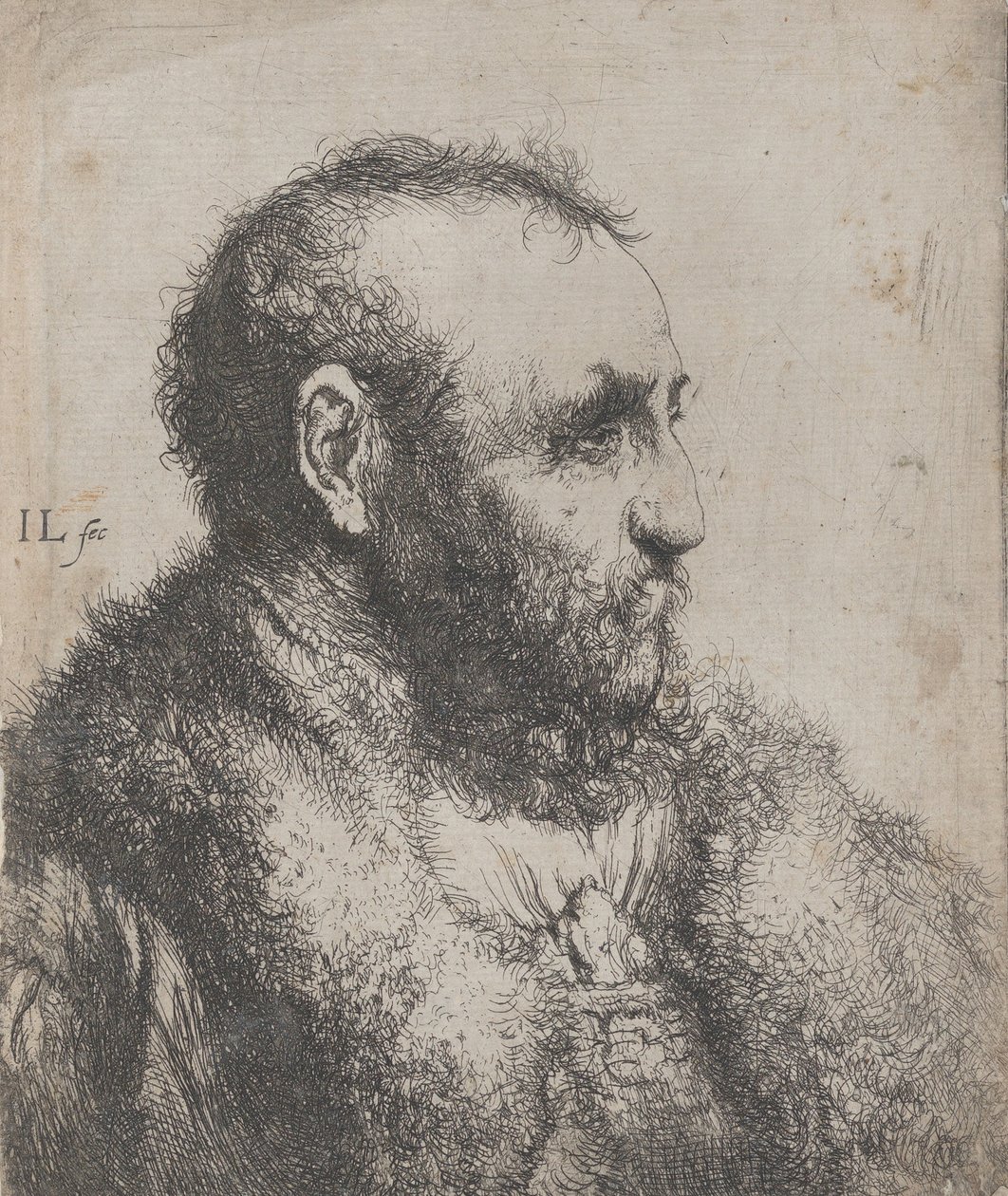 Buste van een oude man met een bontkraag door Jan Lievens