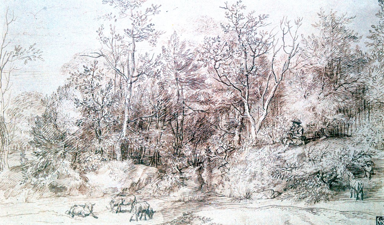 Landschap met persoon die fluit speelt door Jan Lievens