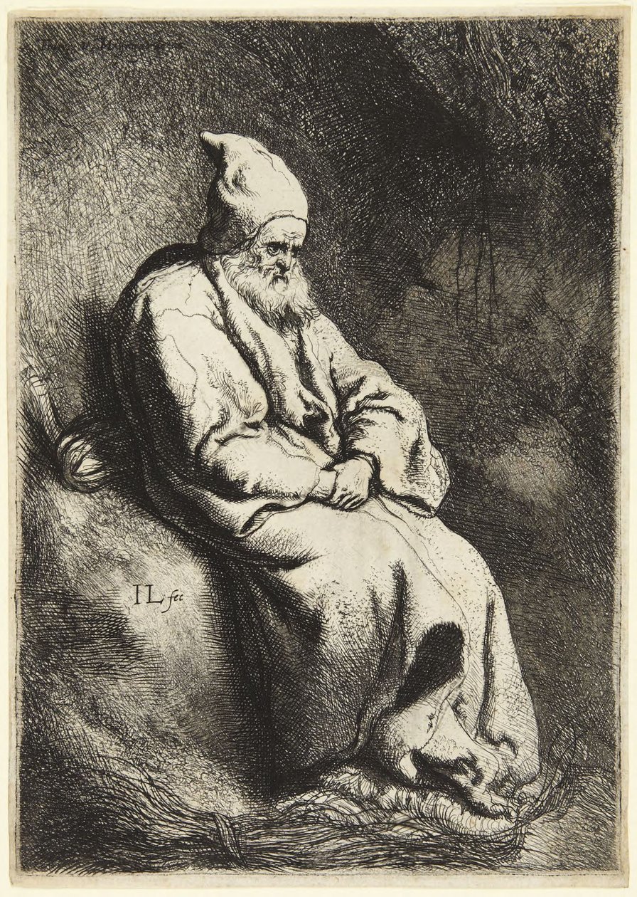 De kluizenaar (Bartsch 6; Hollstein 17. Tussen VII en VIII, niet geregistreerd) door Jan Lievens