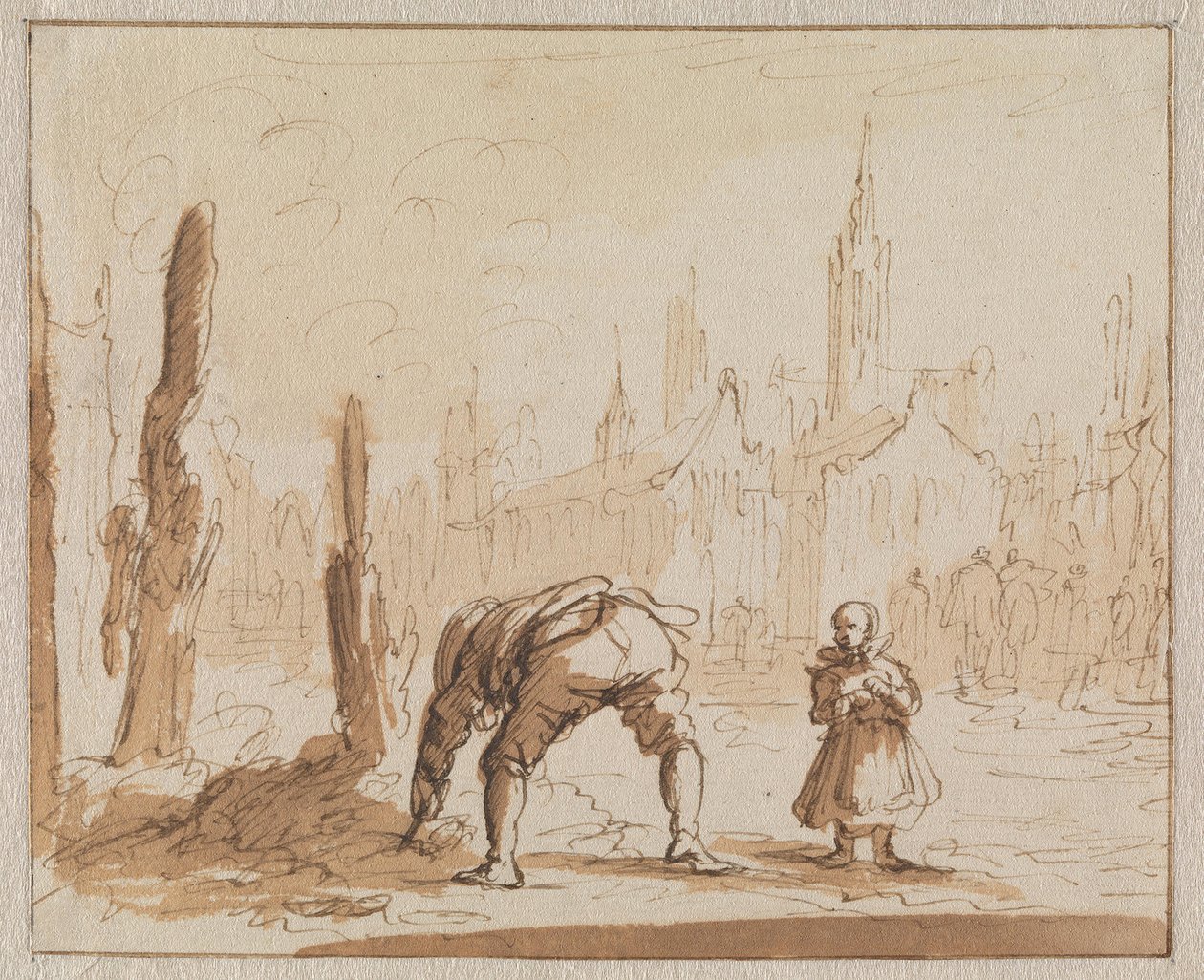 Adriaen Wens zoekt in de as naar de mondschroef die men in Antwerpen in 1573 bij zijn moeder had aangebracht door Jan Luyken