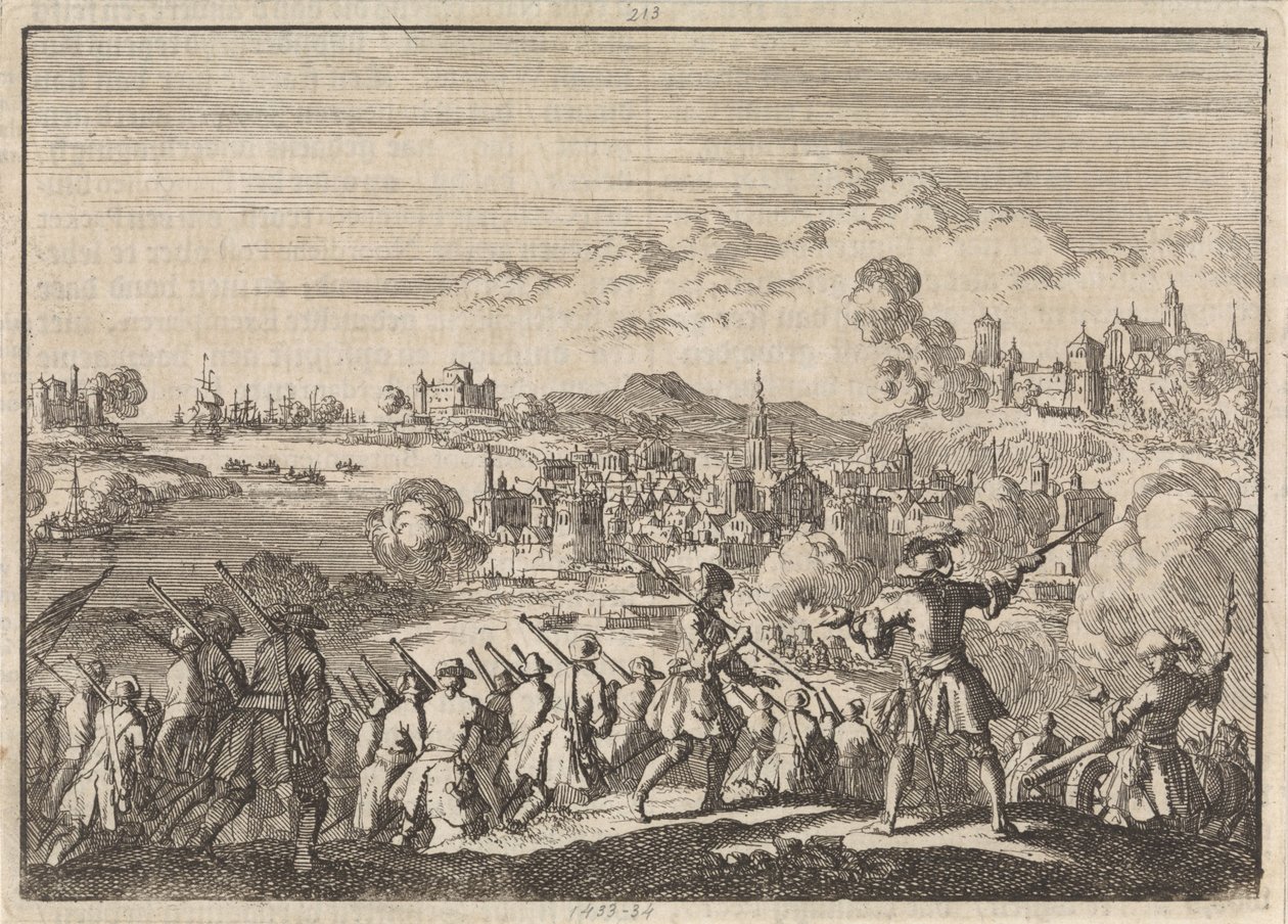 Fransen veroveren onder Pointis Carthagena in Zuid-Amerika, 1697 door Jan Luyken