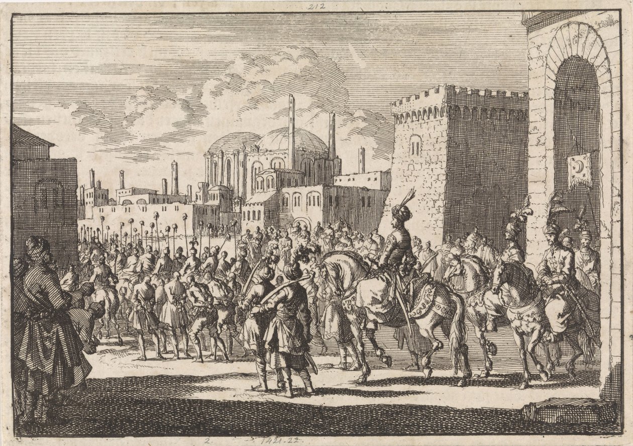 Intocht van sultan Mustafa II te Constantinopel, 1695 door Jan Luyken