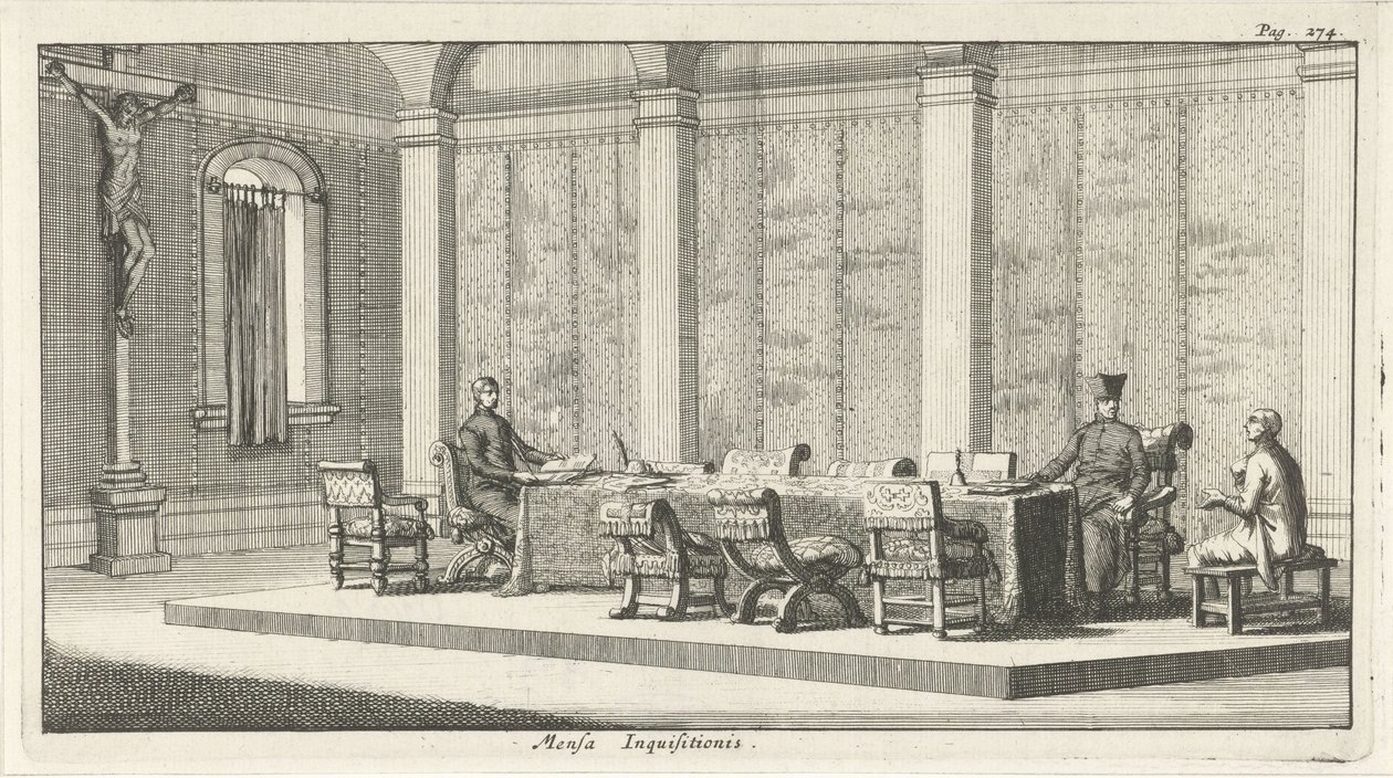 Jezuïeten veroordelen een beschuldigde door Jan Luyken