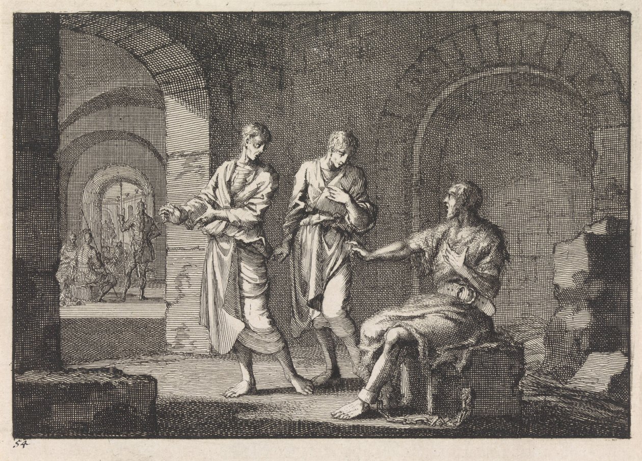 Johannes de Doper in de gevangenis door Jan Luyken
