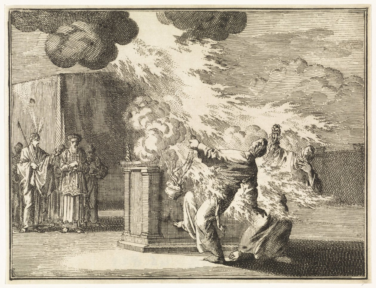 Nadab en Abihu door vlammen gedood door Jan Luyken
