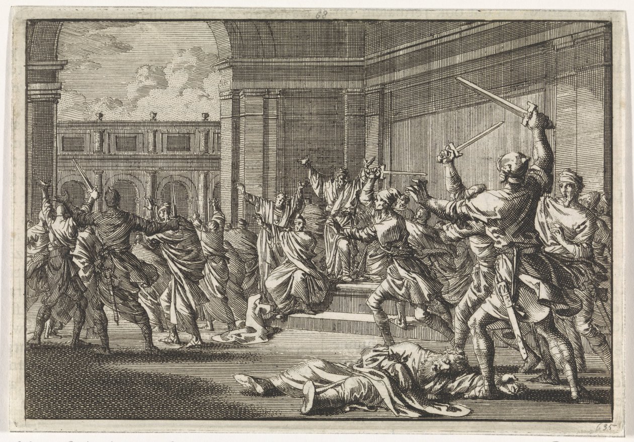 Oploop en strijd in de tempel te Jeruzalem door Jan Luyken